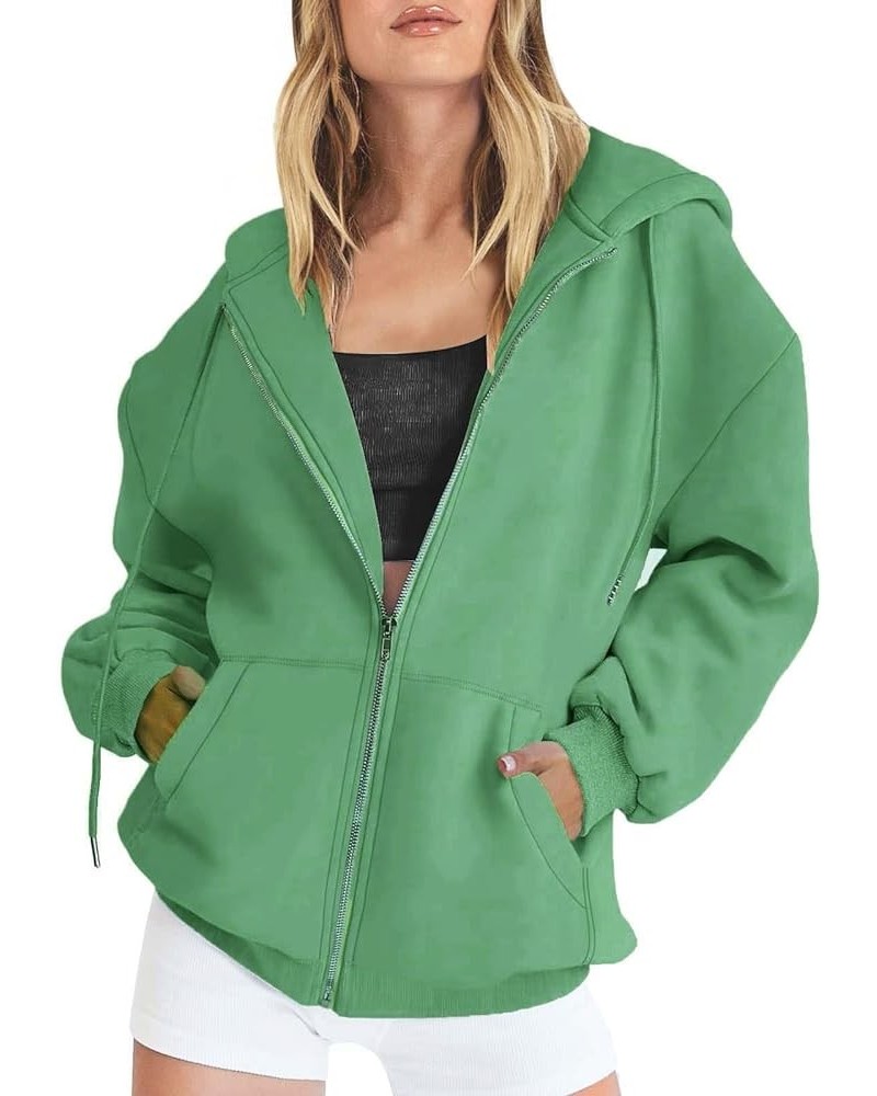 Womens Cute Hoodies Teen Girl Fall Jacket Oversized Sweatshirts Casual Drawstring Zip Up Y2K Hoodie with Pocket B23-mint Gree...