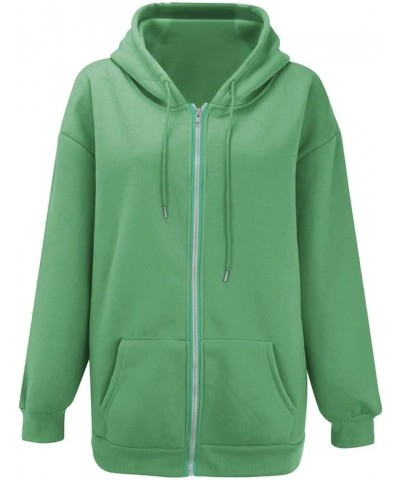 Womens Cute Hoodies Teen Girl Fall Jacket Oversized Sweatshirts Casual Drawstring Zip Up Y2K Hoodie with Pocket B23-mint Gree...