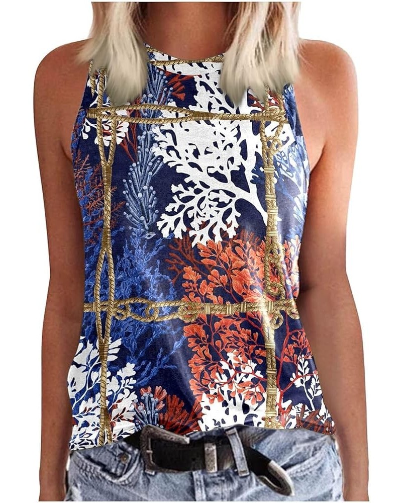 Women's Summer Tops Casual CuteTop Colorful Print Block Halter Top Stylish Casual Tank Tops Fairy Y2K Vintage Dark Blue $9.34...