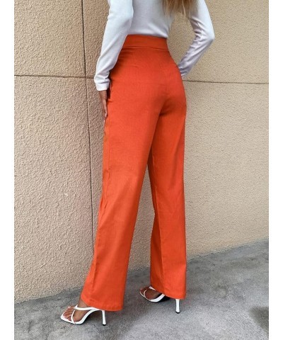 Women's Casual High Waisted Straight Leg Pants with Pockets Orange $12.00 Pants