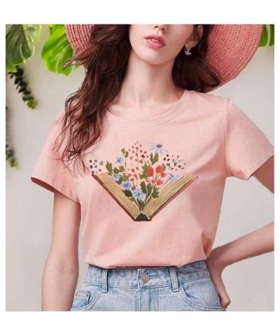 Book Lovers T-Shirt Women Funny Wildflowers Book Reading Shirt Cute Book Lover Gift Shirts Teacher Short Sleeve Tee Tops Pink...