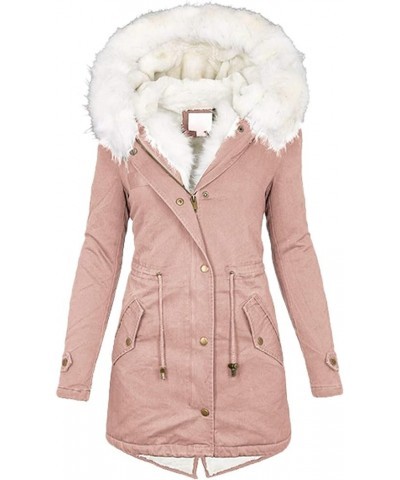 Womens Winter Long Warm Coat Outdoor Zipper Comfort Down Overcoats Thicken Padded Outwear Hoody 01-pink $33.01 Jackets