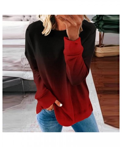 Womens Striped Pullover Sweatshirts Crewneck Tie Dye Shirts Long Sleeve Blouses Tops Loose Fit Fashion Clothes 2023 Wine 57 $...