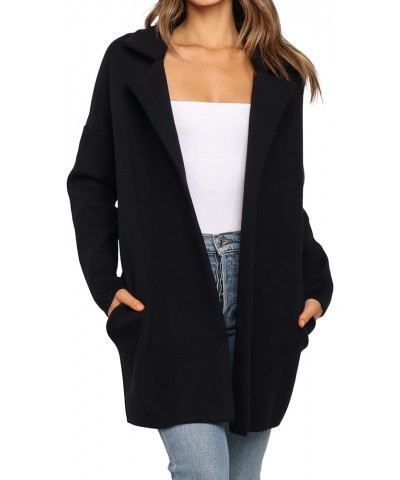 Cozy Coatigan for Women Casual Lapel Long Sleeve Midi Long Blazer Coat with Pockets Black $19.74 Blazers