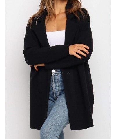 Cozy Coatigan for Women Casual Lapel Long Sleeve Midi Long Blazer Coat with Pockets Black $19.74 Blazers