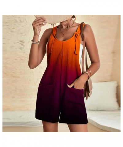 Women's Jumpsuits, Rompers for Women Summer Comfortable Casual Suspender Shorts Solid Color Overalls with Pockets Pants Orang...