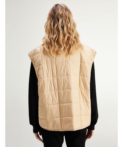 Women's Warm Quilted Puffer Vest Stand Collar Sleeveless Zip Up Padded Gilet Jacket Khaki $6.00 Vests