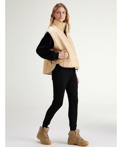 Women's Warm Quilted Puffer Vest Stand Collar Sleeveless Zip Up Padded Gilet Jacket Khaki $6.00 Vests