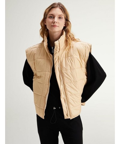 Women's Warm Quilted Puffer Vest Stand Collar Sleeveless Zip Up Padded Gilet Jacket Khaki $6.00 Vests