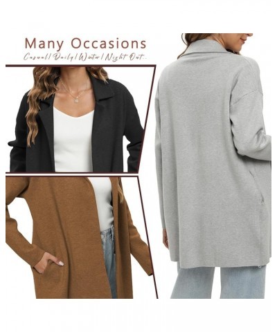 Cozy Coatigan for Women Casual Lapel Long Sleeve Midi Long Blazer Coat with Pockets Black $19.74 Blazers