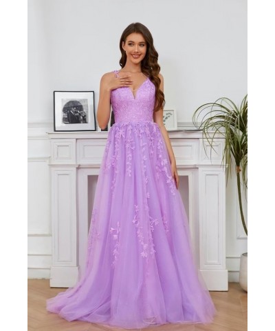 Lace Appliques Prom Dresses for Women Glitter Tulle Wedding Ball Gown V Neck Long Formal Evening Party Dress Navy Blue $29.96...