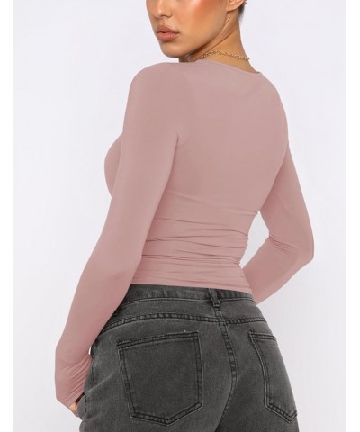 Long Sleeve Crop Tops for Women 2 Pack Fall Going Out Outfits Cute Tight Basic Tees Shirt One Black and One Pink $9.50 T-Shirts