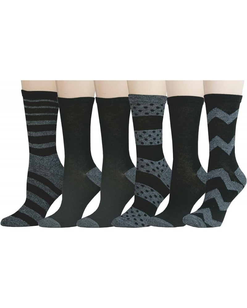 Ladies Casual Fashion Crew Socks, One Size, Pack of 6 Heather Grey $9.36 Socks