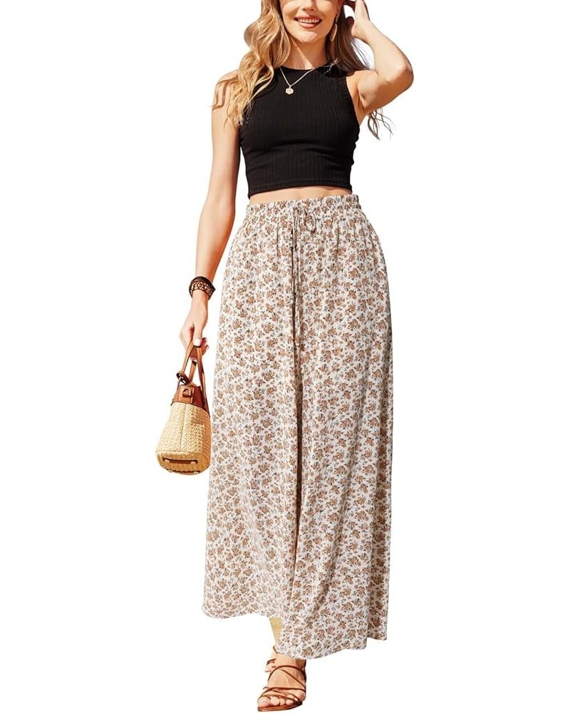 Women's 2024 Fashion Summer 2 Piece Outfits Sleeveless Tank Tops and Wide Leg Pants Lounge Sets with Pockets Floral-02 $20.13...