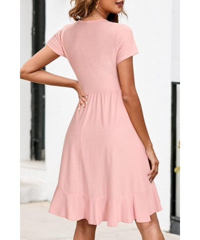 Womens Summer Floral Wrap V Neck Adjustable Spaghetti Casual Ruffle Dress Short Sleeve Short Sleeve-pink $17.35 Dresses