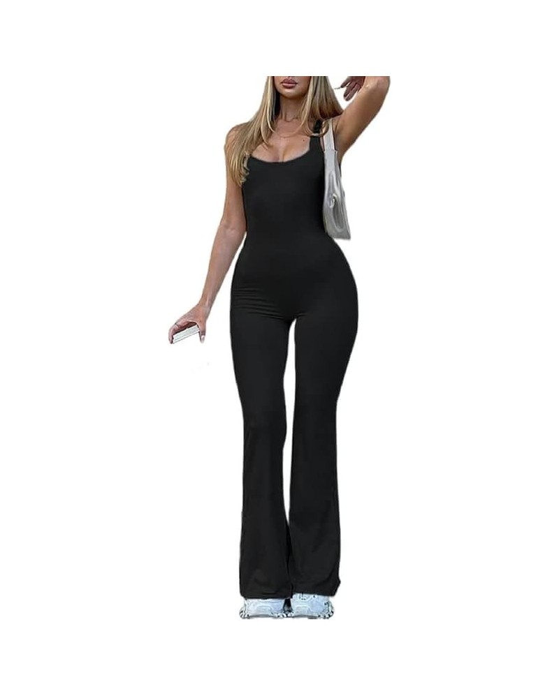 Women Square Neck Yoga Jumpsuits Workout Ribbed Long Sleeve Sport Jumpsuits High Waist Bodycon Jumpsuit Rompers B3- Black $11...