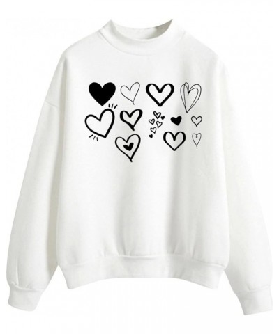 Heart Print Sweatshirt Women,Long Sleeve Crew Neck Casual Oversized Soft Pullover Tops Shirts Love Casual Cute Tops Z2-white ...