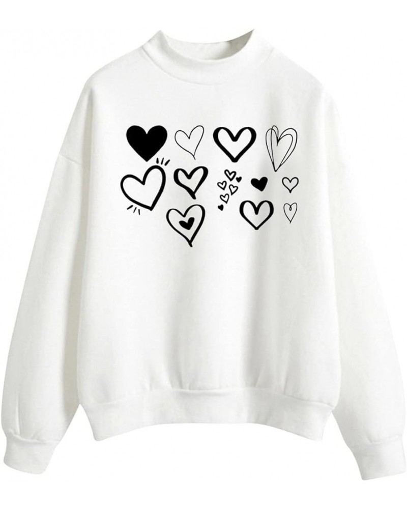 Heart Print Sweatshirt Women,Long Sleeve Crew Neck Casual Oversized Soft Pullover Tops Shirts Love Casual Cute Tops Z2-white ...