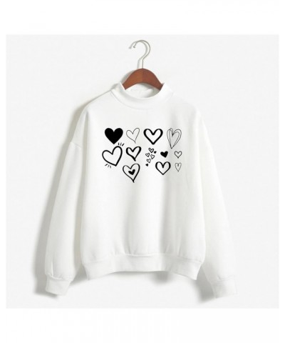 Heart Print Sweatshirt Women,Long Sleeve Crew Neck Casual Oversized Soft Pullover Tops Shirts Love Casual Cute Tops Z2-white ...