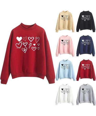 Heart Print Sweatshirt Women,Long Sleeve Crew Neck Casual Oversized Soft Pullover Tops Shirts Love Casual Cute Tops Z2-white ...