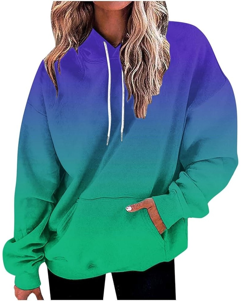 Oversized Hoodies for Women 2024 Fashion Ombre Tie Dye Sweatshirts Long Sleeve Hooded Pullover Plus Size Drawstring Tops 2gre...