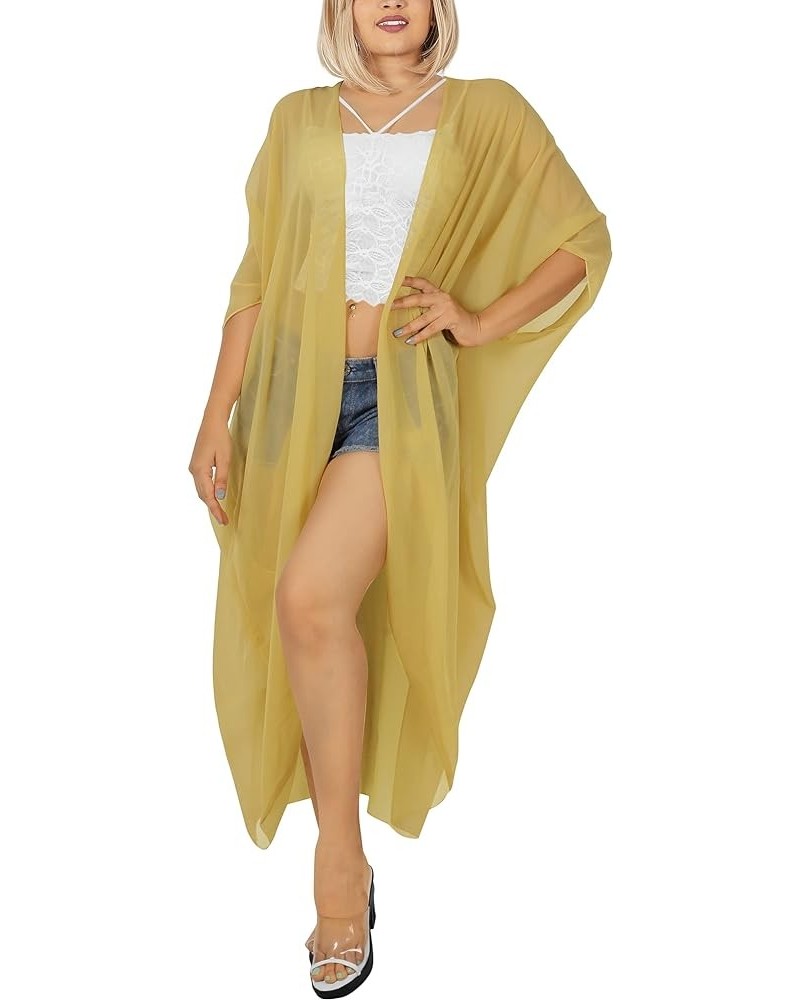 Women's Open Front Holiday Kimono Duster Cardigans Beige, Solid $12.15 Swimsuits