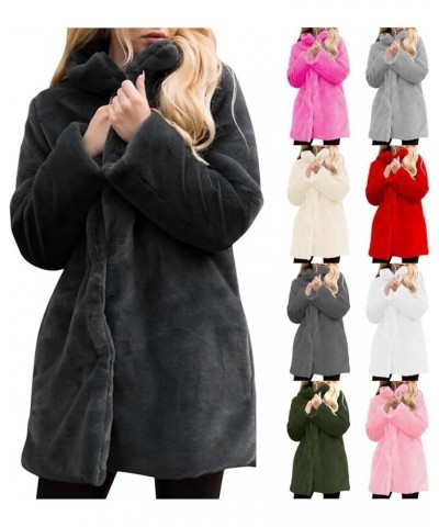 Women's Faux Fur Coat Fuzzy Warm Winter Oversized Outwear Long Cardigan Lapel Collar Jacket Overcoat Black $16.09 Coats