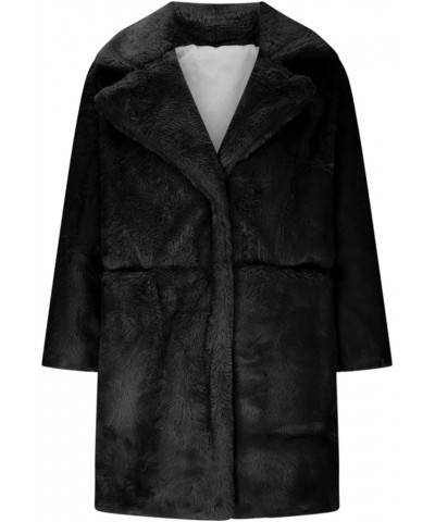 Women's Faux Fur Coat Fuzzy Warm Winter Oversized Outwear Long Cardigan Lapel Collar Jacket Overcoat Black $16.09 Coats