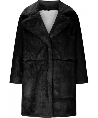 Women's Faux Fur Coat Fuzzy Warm Winter Oversized Outwear Long Cardigan Lapel Collar Jacket Overcoat Black $16.09 Coats