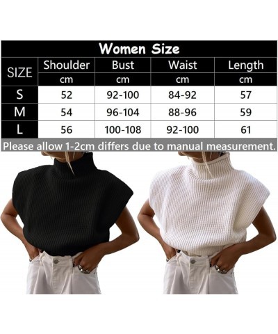 Women's Solid Sleeveless Vest Elegant High Neck Stetchable Cap Sleeve Knit Sweater Tops Black $15.59 Sweaters