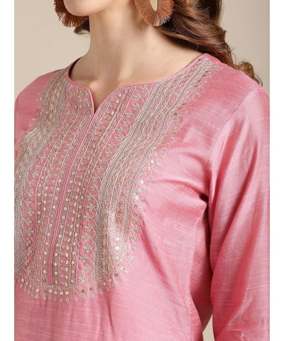 Indian Kurta Set for Women with Dupatta Indian Designer Party Wear Kurti with Palazzo for Dress Tunic Top Pink-2 $27.60 Tops