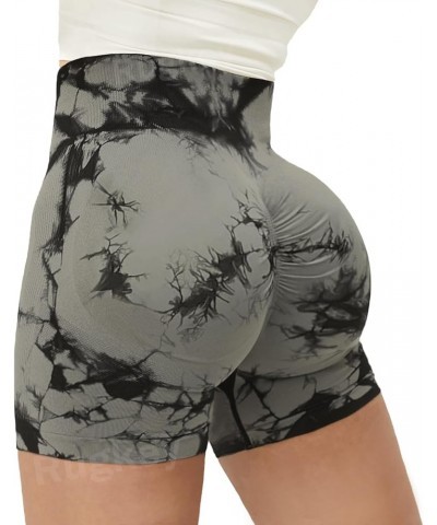 Seamless Shorts for Women High Waist Tie Dye Workout Yoga Gym Scrunch Butt Lifting Cycling Biker Shorts 1 Black Grey $12.31 A...