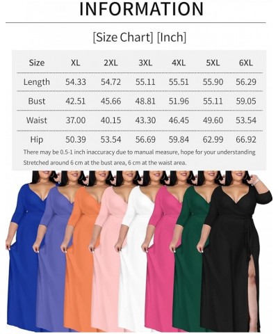 Women's Plus Size Maxi Dresses 3/4 Sleeve Casual V Neck Dress with Belt Pockets 06-royal Purple $20.58 Dresses