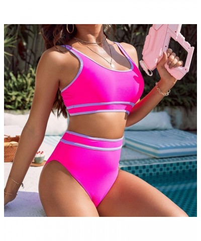 Swimsuit for Women 2024 High Waisted Bikini Sets Two Piece Cheeky High Cut Bathing Suits Crop Tops with Shorts Swimwear Hot P...