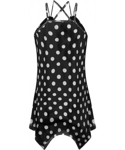 Womens Casual Spaghetti Strap Tank Tops Floral Print Asymmetric Hem Camisoles Polka Dot $8.84 Tanks