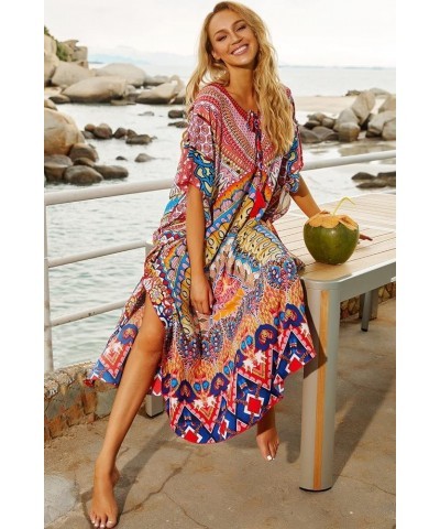 Women Beachwear Long Beach Coverups Kaftan Casual Caftan Dress C-bohemian $19.57 Swimsuits