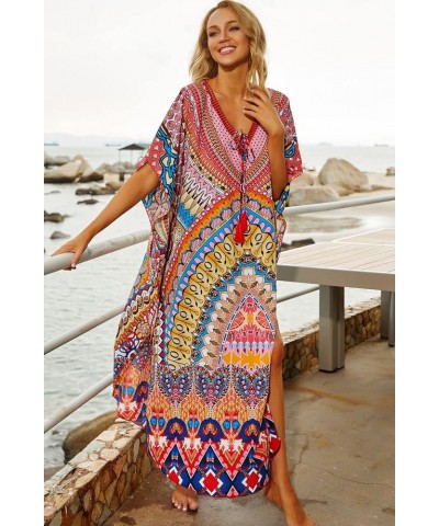 Women Beachwear Long Beach Coverups Kaftan Casual Caftan Dress C-bohemian $19.57 Swimsuits