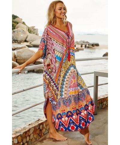 Women Beachwear Long Beach Coverups Kaftan Casual Caftan Dress C-bohemian $19.57 Swimsuits