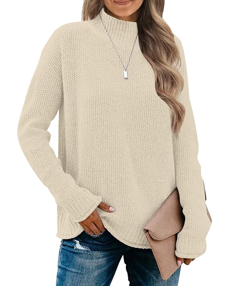 Women's Long Sleeve Turtleneck Cozy Knit Sweater Casual Loose Pullover Jumper Tops Oatmeal $27.43 Sweaters