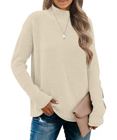 Women's Long Sleeve Turtleneck Cozy Knit Sweater Casual Loose Pullover Jumper Tops Oatmeal $27.43 Sweaters