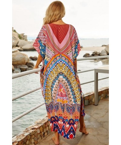 Women Beachwear Long Beach Coverups Kaftan Casual Caftan Dress C-bohemian $19.57 Swimsuits