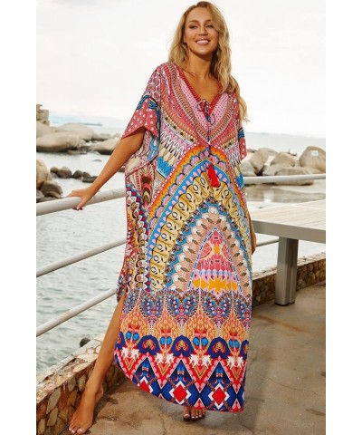 Women Beachwear Long Beach Coverups Kaftan Casual Caftan Dress C-bohemian $19.57 Swimsuits