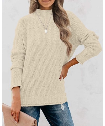 Women's Long Sleeve Turtleneck Cozy Knit Sweater Casual Loose Pullover Jumper Tops Oatmeal $27.43 Sweaters