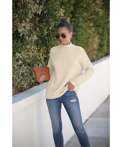 Women's Long Sleeve Turtleneck Cozy Knit Sweater Casual Loose Pullover Jumper Tops Oatmeal $27.43 Sweaters