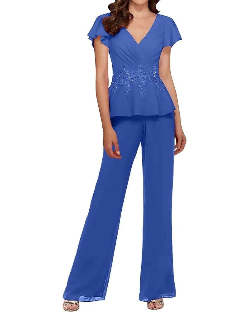 Women's Chiffon Mother of The Bride Dresses Pants Suits 2 Piece V Neck Mother of Groom Dress for Wedding MIS28 Lake Blue $39....