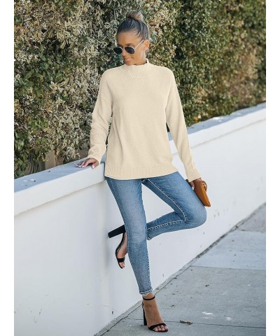 Women's Long Sleeve Turtleneck Cozy Knit Sweater Casual Loose Pullover Jumper Tops Oatmeal $27.43 Sweaters