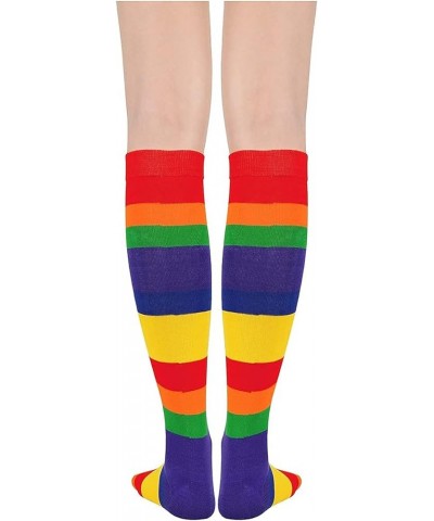 Women's Knee High Socks Athletic Thin Stripes Tube Socks High Stockings Outdoor Sport Socks 1 Pack Rainbow Stripes $7.97 Acti...