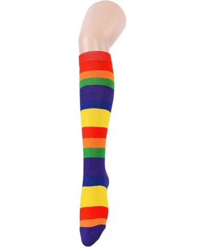 Women's Knee High Socks Athletic Thin Stripes Tube Socks High Stockings Outdoor Sport Socks 1 Pack Rainbow Stripes $7.97 Acti...