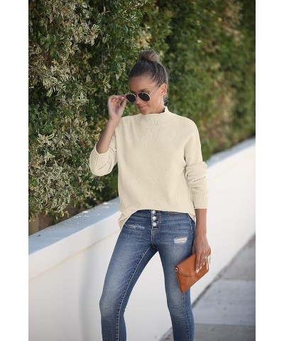 Women's Long Sleeve Turtleneck Cozy Knit Sweater Casual Loose Pullover Jumper Tops Oatmeal $27.43 Sweaters