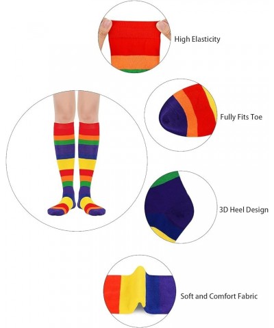 Women's Knee High Socks Athletic Thin Stripes Tube Socks High Stockings Outdoor Sport Socks 1 Pack Rainbow Stripes $7.97 Acti...